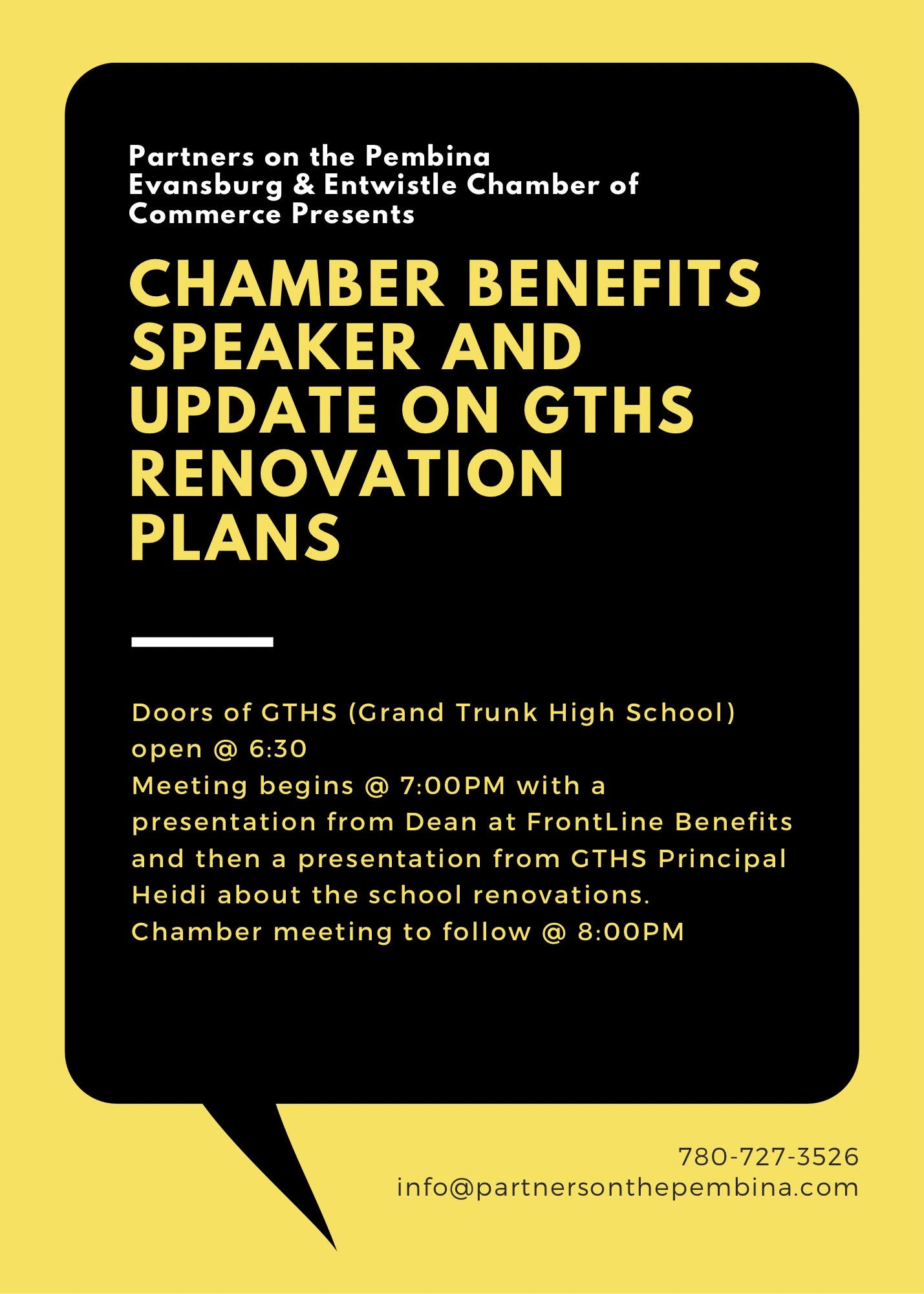 Chamber Benefits Speaker and Update on the Grand Trunk High School  Renovation Plans - Evansburg Entwistle Chamber of Commerce
